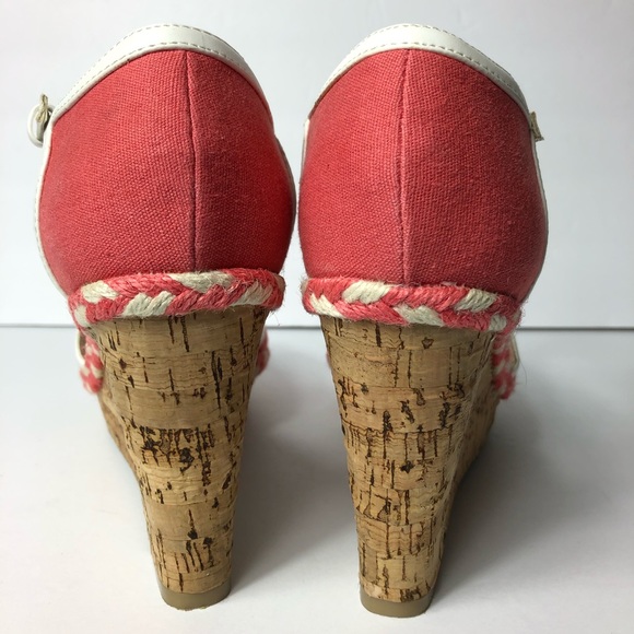 Tommy Hilfiger Summer Peep Toe Cork Wedge Heels - Picture 5 of 8